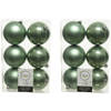 12x Kunststof kerstballen glanzend/mat salie groen 8 cm kerstboom versiering/decoratie - Kerstbal