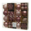 50x Kunststof kerstballen mix roze 4-8-15 cm kerstboom versiering/decoratie - Kerstbal