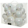 26x Kunststof kerstballen mix parelmoer wit 6-8-10 cm kerstboom versiering/decoratie - Kerstbal