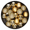 20x stuks kleine kunststof kerstballen goud 3 cm mat/glans/glitter - Kerstbal