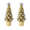 2x stuks complete mini kunst kerstboompje/kunstboompje goud/zilver met kerstballen 30 cm - Kunstkerstboom