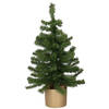 Kunst kerstboom/kunstboom groen 60 cm met gouden pot - Kunstkerstboom