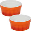 4x Creme brulee schaaltjes/bakjes oranje 9 cm van porselein - Serveerschalen