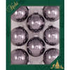 8x stuks glazen kerstballen 7 cm grijs/paars glans - Kerstbal
