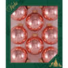 8x stuks glazen kerstballen 7 cm koraal roze glans - Kerstbal