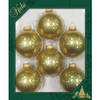 Krebs Kerstballen - 8x st - goud - 7 cm - glas - glitter - Kerstbal
