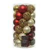 Decoris kerstballen - 37x - rood/groen/goud - 6 cm -kunststof - Kerstbal