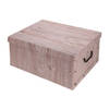 Opbergdoos/opberg box van karton met hout print bruin 37 x 30 x 16 cm - Opbergbox