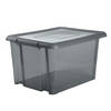 Kunststof opbergbox/opbergdoos grijs transparant L65 x B50 x H36 cm stapelbaar - Opbergbox