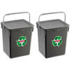 2x stuks opslagboxen/emmers kunststof met deksel antraciet 5 liter 20 x 17 x 23 cm - Opbergbox