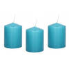 8x Kaarsen turquoise blauw 6 x 8 cm 29 branduren sfeerkaarsen - Stompkaarsen