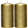 2x Kaarsen creme goud 7 x 13 cm 25 branduren sfeerKaarsen - Stompkaarsen
