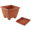 1x stuks vierkante plantenbakken terra cotta met opvangschaal 40 x 40 x 31 cm - Plantenbakken