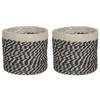 2x stuks naturel zwart rotan planten pot mand van gedraaid jute/riet H18 en D18 cm - Plantenpotten