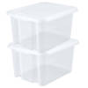 2x stuks kunststof opbergboxen/opbergdozen wit transparant L65 x B50 x H36 cm stapelbaar - Opbergbox