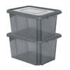 2x stuks kunststof opbergboxen/opbergdozen grijs transparant L58 x B44 x H31 cm - Opbergbox