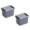 2x stuks kunststof stapelbare opbergbakken 3 liter 20 x 15 x 14 cm - Opbergbox