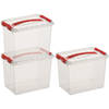 3x Kunststof stapelbare opbergbak 9 liter 30 x 20 x 22 cm - Opbergbox