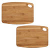 2x Rechthoekige bamboe houten snij/serveerplanken met ophangoog 26 cm - Snijplanken