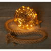 1x stuks verlichte glazen kerstballen aan touw met 10 lampjes goud/warm wit 10 cm - kerstverlichting figuur