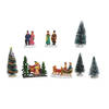 8x stuks kerstdorp accessoires figuurtjes/poppetjes en kerstboompje - Kerstdorpen