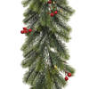 Kerst dennenslinger guirlande groen met verlichting en decoratie 30 x 180 cm - Guirlandes