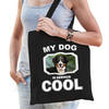 Katoenen tasje my dog is serious cool zwart - Berner Sennen honden cadeau tas - Feest Boodschappentassen