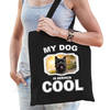 Katoenen tasje my dog is serious cool zwart - Cairn terrier honden cadeau tas - Feest Boodschappentassen
