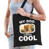 Katoenen tasje my dog is serious cool zwart - Chow Chow honden cadeau tas - Feest Boodschappentassen