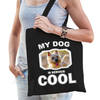 Katoenen tasje my dog is serious cool zwart - Cairn terrier honden cadeau tas - Feest Boodschappentassen