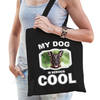 Katoenen tasje my dog is serious cool zwart - Mechelse herder honden cadeau tas - Feest Boodschappentassen