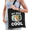 Katoenen tasje my dog is serious cool zwart - Shiba inu honden cadeau tas - Feest Boodschappentassen