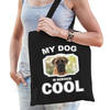 Katoenen tasje my dog is serious cool zwart - Mastiff honden cadeau tas - Feest Boodschappentassen
