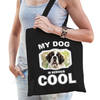 Katoenen tasje my dog is serious cool zwart - Sint bernard honden cadeau tas - Feest Boodschappentassen