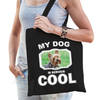 Katoenen tasje my dog is serious cool zwart - Yorkshire terrier honden cadeau tas - Feest Boodschappentassen