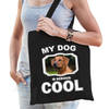 Katoenen tasje my dog is serious cool zwart - Rhodesische pronkrug honden cadeau tas - Feest Boodschappentassen