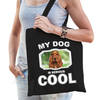 Katoenen tasje my dog is serious cool zwart - Spaniel honden cadeau tas - Feest Boodschappentassen