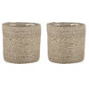 2x stuks naturel rotan planten pot mand van gedraaid jute/riet H16 en D16 cm - Plantenpotten