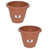 Set van 2x stuks terra cotta kleur ronde plantenpot/bloempot kunststof diameter 40 cm - Plantenpotten