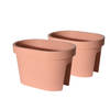 Set van 2x stuks balkon plantenpotten/bloempotten terracotta 40 x 25 cm ovaal van kunststof - Plantenpotten