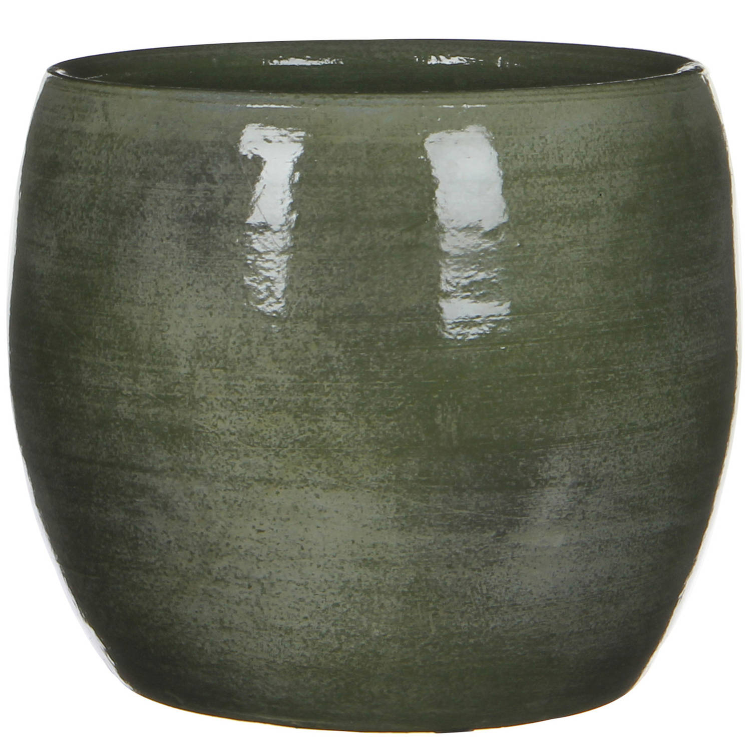 Mica Decorations lester ronde pot groen maat in cm: 18 x 20