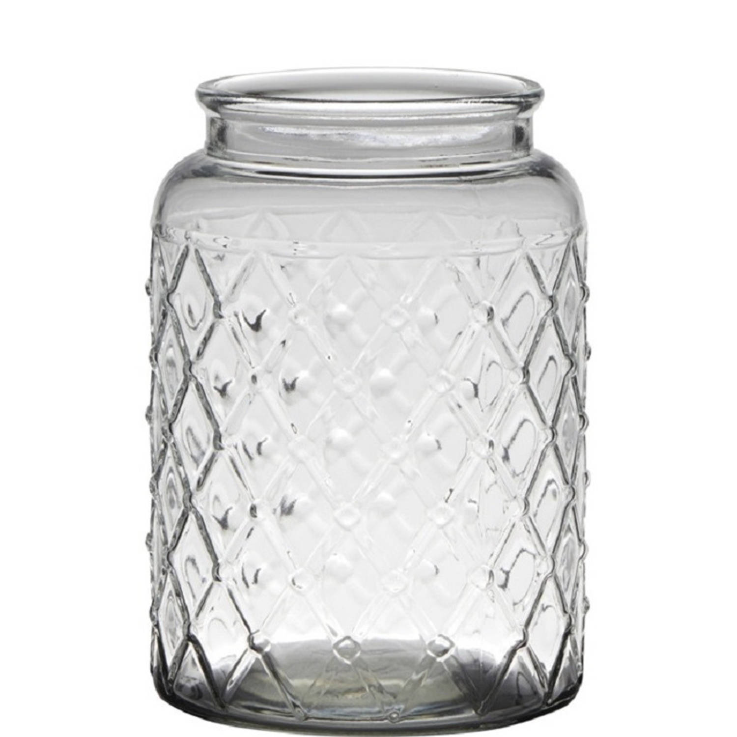 Transparante Bloemenvaas Met Ruitjesprint Van Glas 23 X 16 Cm Vazen