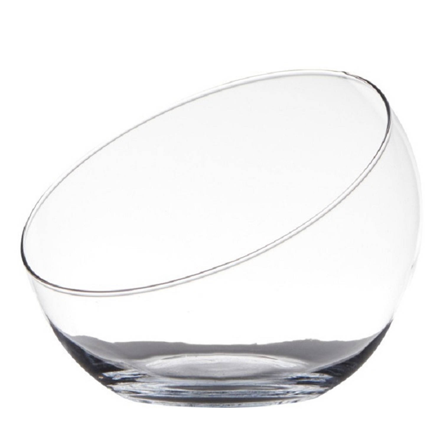Transparante Schuine Schaal Vaas-vazen Van Gerecycled Glas 20 X 17 Cm Vazen