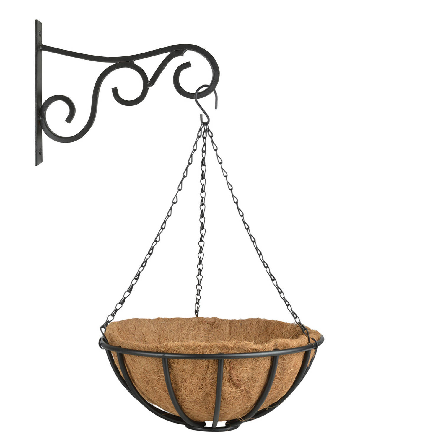 Bewolkt kom tot rust evolutie Hanging basket 35 cm met metalen muurhaak en kokos inlegvel - Plantenbakken  | Blokker
