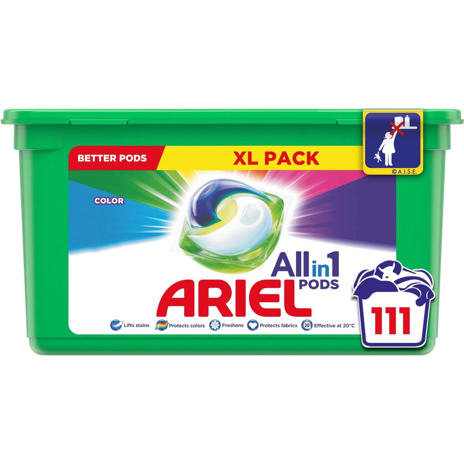 Ariel All in 1 Pods Kleur Wasmiddel - Voordeelverpakking 3 x 37 Wasbeurten - Wasmiddel Pods