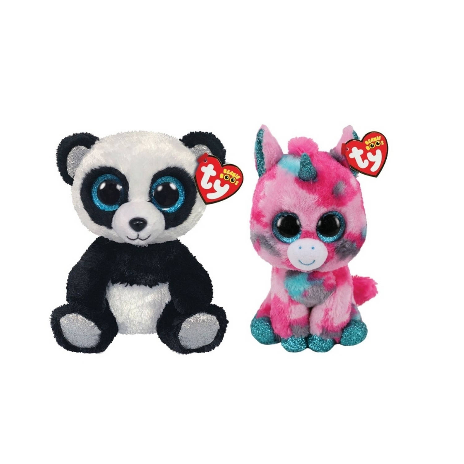 Ty - Knuffel - Beanie Boo's - Gumball Unicorn & Bamboo Panda