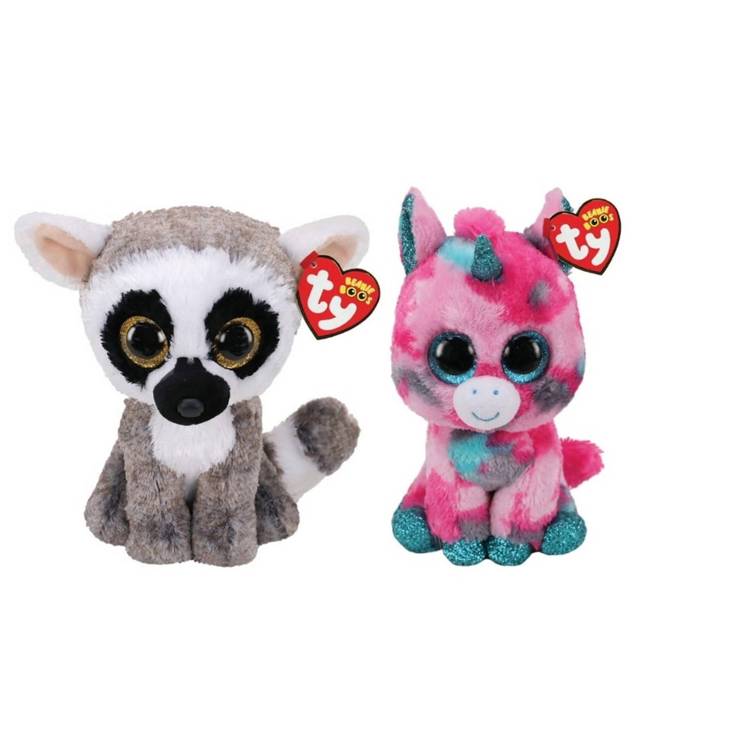 Ty - Knuffel - Beanie Boo&apos;s - Gumball Unicorn & Linus Lemur