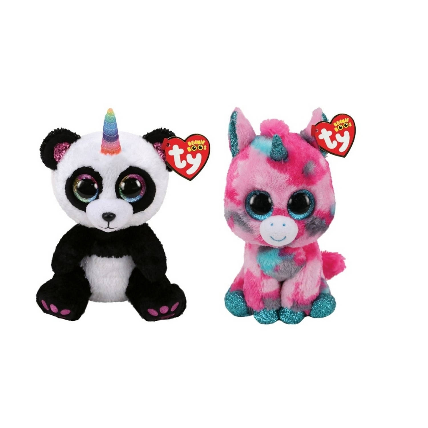 Ty - Knuffel - Beanie Boo&apos;s - Gumball Unicorn & Paris Panda