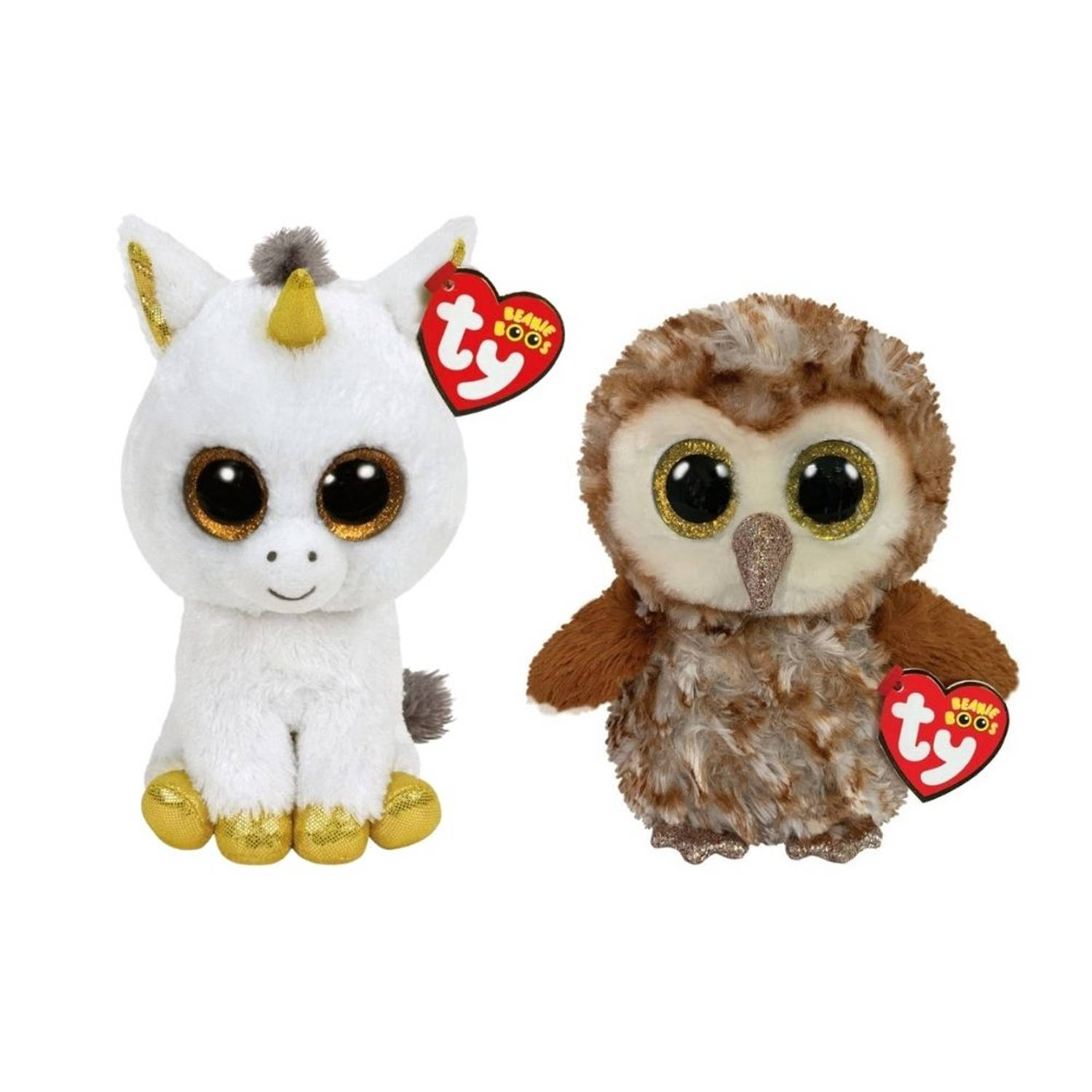 Ty - Knuffel - Beanie Boo&apos;s - Pegasus Unicorn & Percy Owl