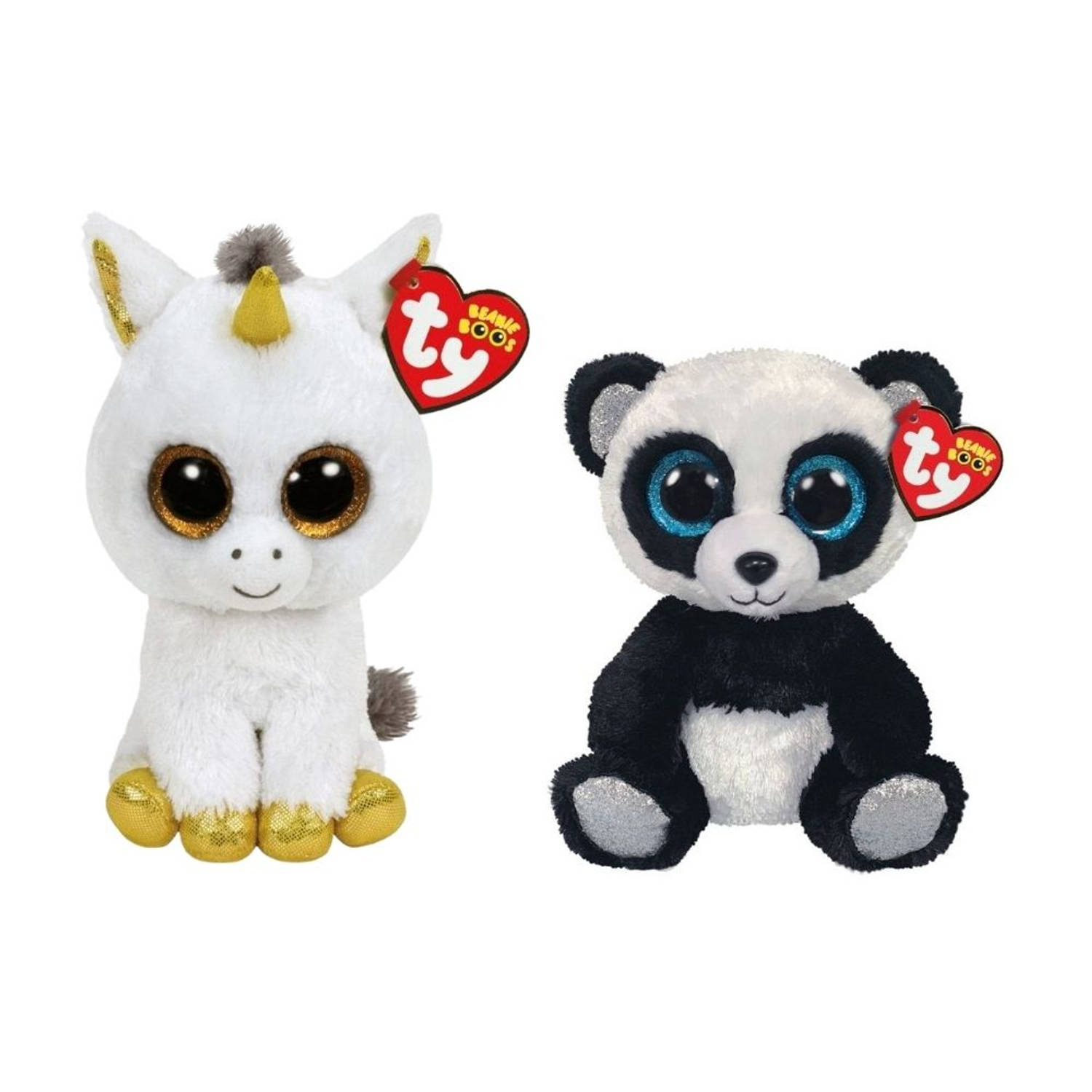 Ty - Knuffel - Beanie Boo&apos;s - Pegasus Unicorn & Bamboo Panda